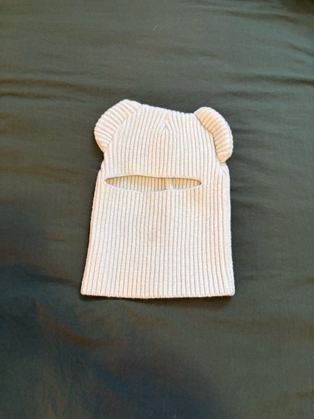 Kids Cream Bear-Ear Balaclava Hat